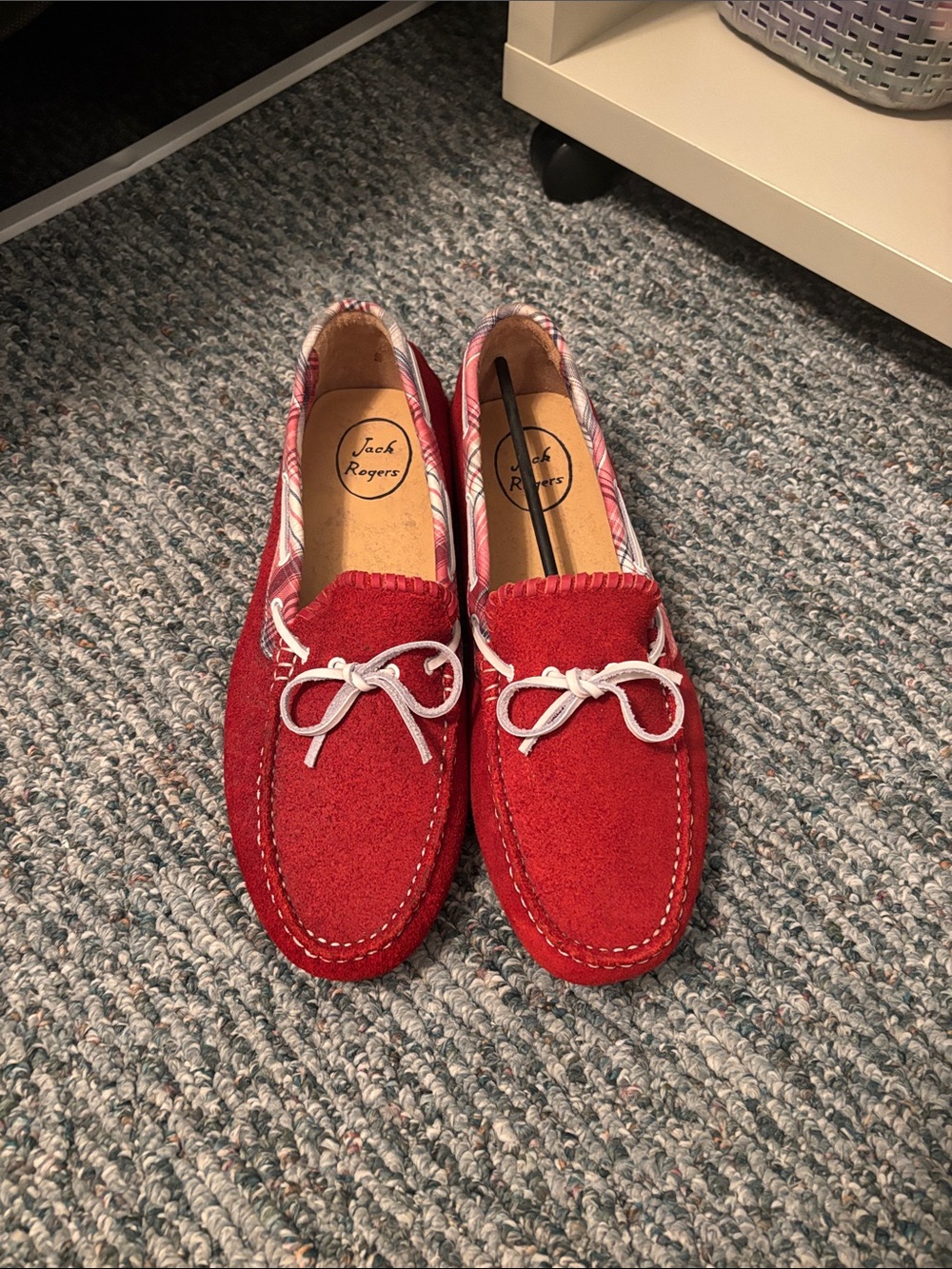 Jack Rogers Red Suede Bow Moccasin Loafers